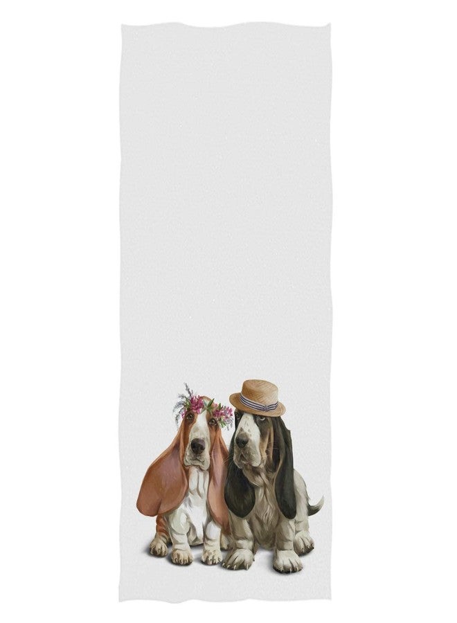 Pfrewn Dog Pattern Hand Towels 16x30 in Basset Hounds Hat Wreath Bathroom Bath Towel Ultra Soft Highly Absorbent Multipurpose Towels for Hand,Face,Gym,Sports Home Decor - Image 1