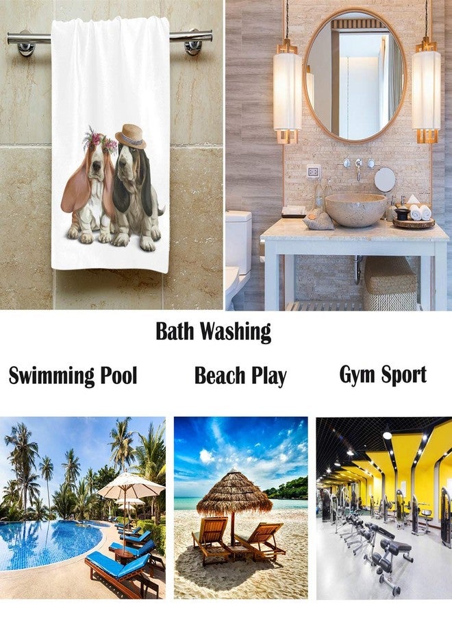 Pfrewn Dog Pattern Hand Towels 16x30 in Basset Hounds Hat Wreath Bathroom Bath Towel Ultra Soft Highly Absorbent Multipurpose Towels for Hand,Face,Gym,Sports Home Decor - Image 2