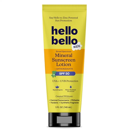 Hello Bello Kids Mineral Sunscreen SPF 50 Lotion Broad Spectrum Sun Protection for Sensitive Skin Water Resistant with Antioxidants 5oz - Image 1