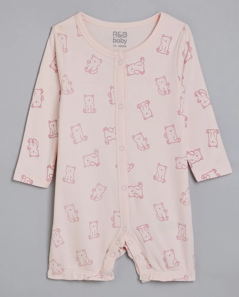 أر أند بي 3 Pack Printed Rompers with Long Sleeves