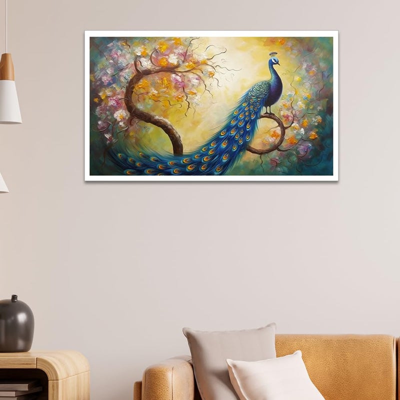 DEKORSTATION A Stunning Celebration of Nature's Beauty and Elegance Beautiful Peacock Canvas Wall Painting for Home and Office Decor (24 Inch W x 12 Inch H) - Image 2