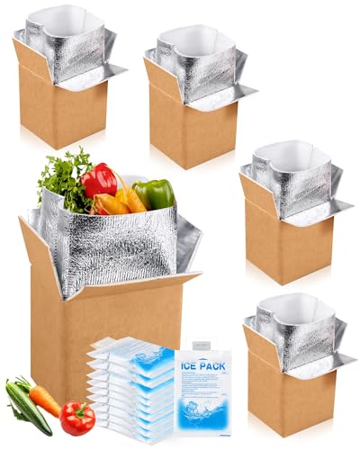 Honoson 4 Pcs Thermal Insulated Shipping Boxes for Frozen Food with Ice Pack and Aluminum Foil Liner for Shipping Big Cold Pack Cooler Mailing Boxes for Moving Hot Frozen Food 6 X 5 X 65 - Image 1