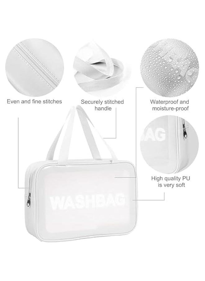 HOOKOR 3 PCS Travel Toiletry Bag for Women Men, Translucent Waterproof Makeup Cosmetic Travel Organizer Bag for Size Toiletries Accessories with Large Capacity, White (30-2)  - Image 3