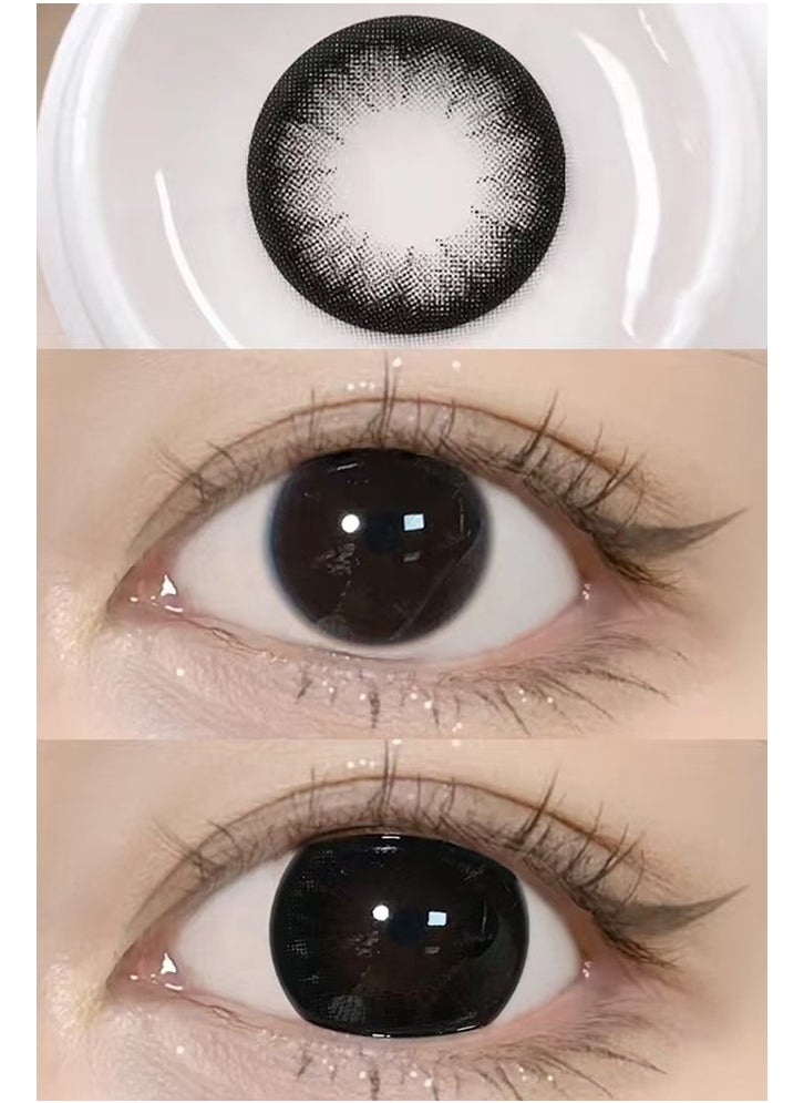 UYAAI Black Big Eyes Yearly Colored Contact Lenses, Unisex Cosmetic Contact Lenses, Natural Fashion Lenses, With Case  - Image 4