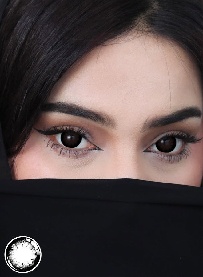 UYAAI Black Big Eyes Yearly Colored Contact Lenses, Unisex Cosmetic Contact Lenses, Natural Fashion Lenses, With Case  - Image 4