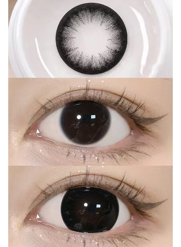 UYAAI Black Big Eyes Yearly Colored Contact Lenses, Unisex Cosmetic Contact Lenses, Natural Fashion Lenses, With Case  - Image 3