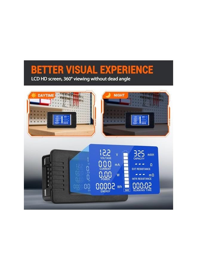 PROMASS promass DC 9 in 1 Battery Monitor Meter with Shunt, 0-200V 0-100A LCD Display Digital Current Voltage Power Energy Meter, Easy Installation Multimeter Voltmeter Ammeter for Cars RV Solar System  - Image 4