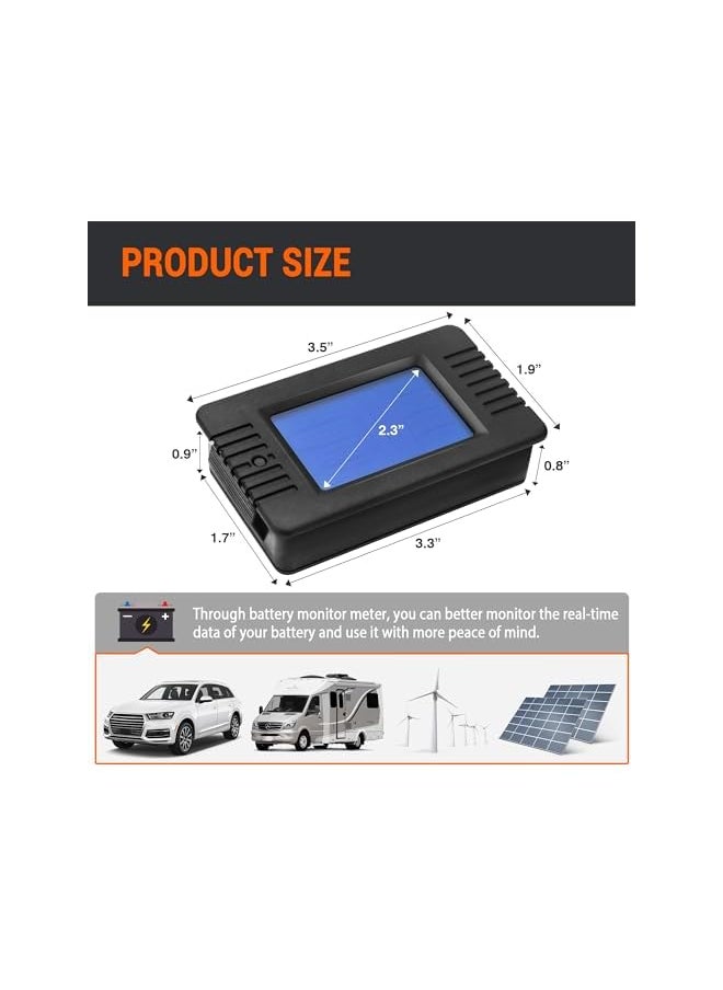 PROMASS promass DC 9 in 1 Battery Monitor Meter with Shunt, 0-200V 0-100A LCD Display Digital Current Voltage Power Energy Meter, Easy Installation Multimeter Voltmeter Ammeter for Cars RV Solar System  - Image 5