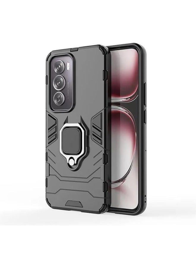 متوافق مع أوببو رينو 12 برو 5G حالة الهاتف المحمول ، مختلطة الثقيلة حماية المدافع قوس مدرعة الهاتف المحمول حالة الغطاء ، حماية ضد السقوط ، صدمات الهاتف المحمول حالة ، أسود - Image 1