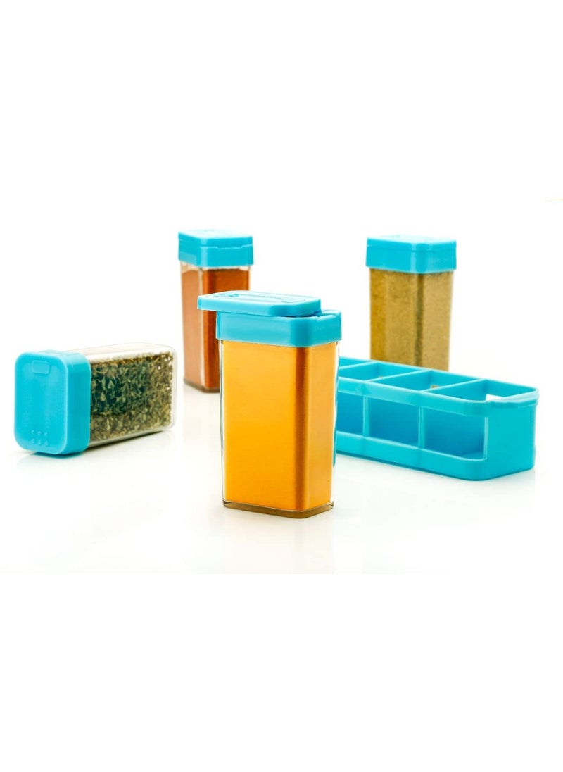 PUTHAK UNEQUETREND Multipurpose 4 pcs Spice Rack Masala BoxMasala Condiment SetKitchen containers set Spice Rack setKitchen Accessories Items For Storage Organizer 4 Piece Spice Set With Tray Plastic  - Image 3