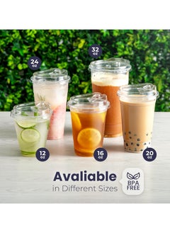 Generic 100 Pack 16oz Disposable Plastic Strawless Cups with Lids Eco-Friendly for Iced Coffee, Smoothies, Sodas, and Cafe Essentials  - Image 5