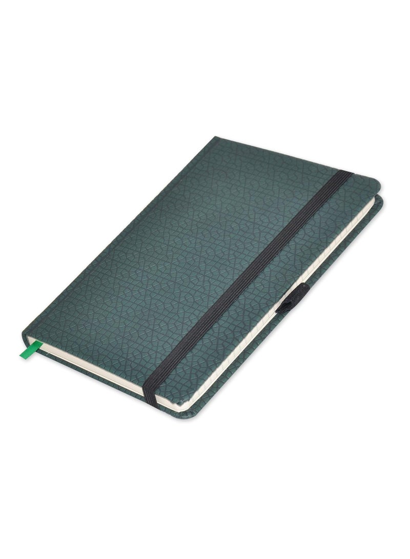 FIS® Executive Notebook, Size 13x21CM, 96 Sheets Single Line With Elastic PU Window Green Design 4 -FSNBEX13X21GRD4 - Image 1