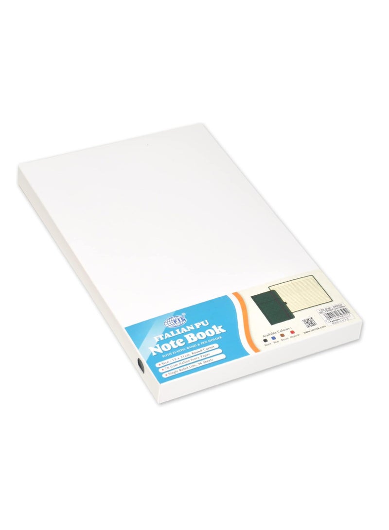 FIS® Executive Notebook, Size 13x21CM, 96 Sheets Single Line With Elastic PU Window Green Design 4 -FSNBEX13X21GRD4 - Image 3