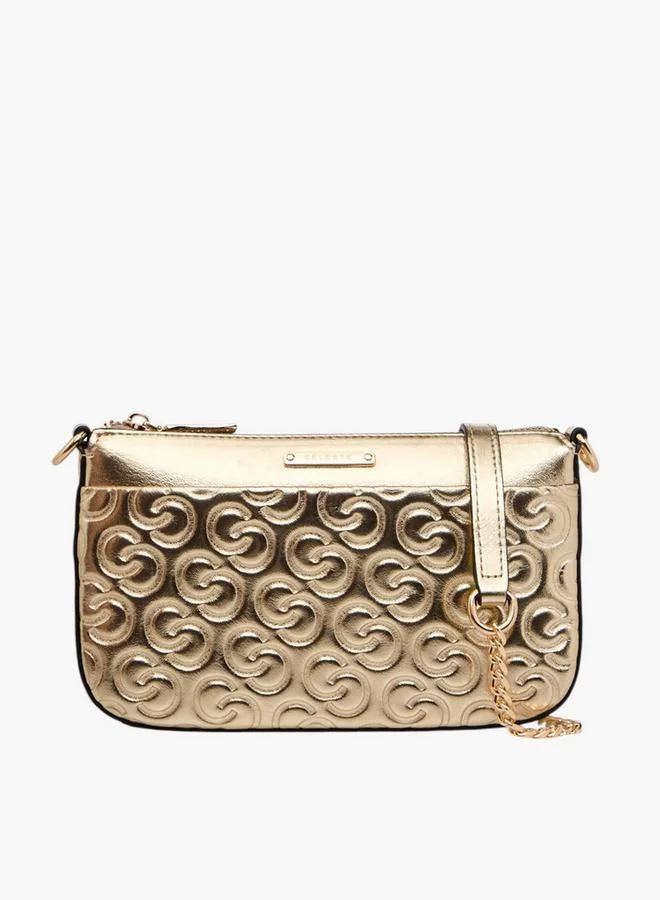 Monogram Embossed Crossbody Bag with Detachable Chain Strap