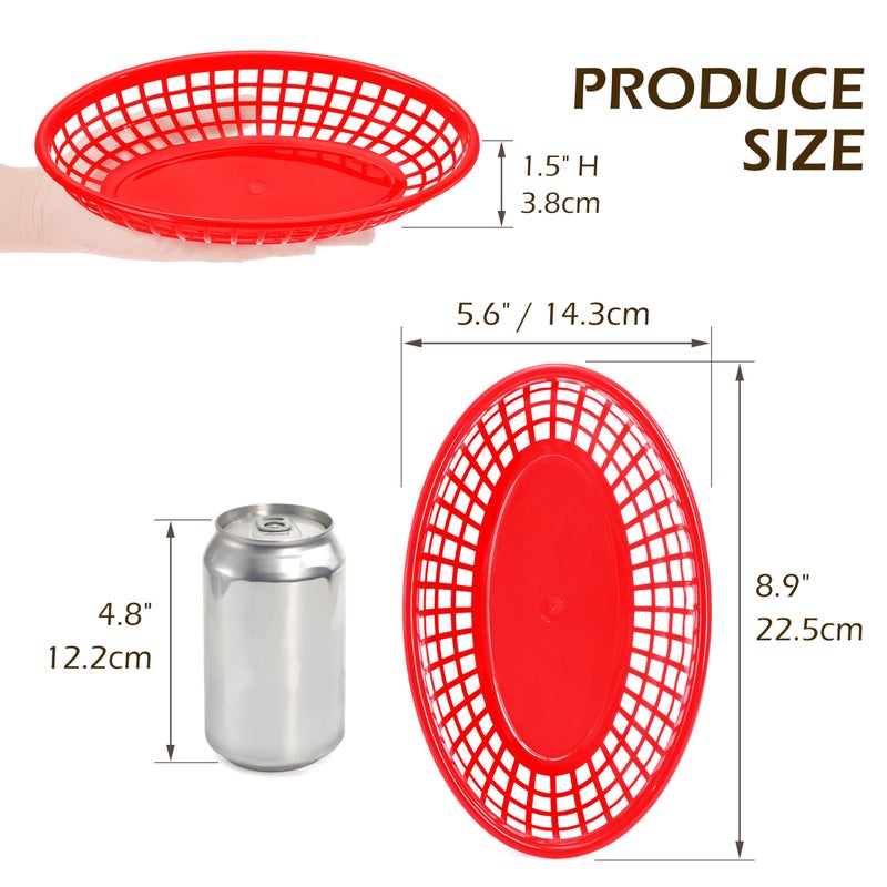 Kingrol 50 Pack Oval Fast Food Baskets, 8.9 x 5.6 x 1.5 Inch Plastic Storage Basket Bin for Home, Office, School, Picnic - Image 3