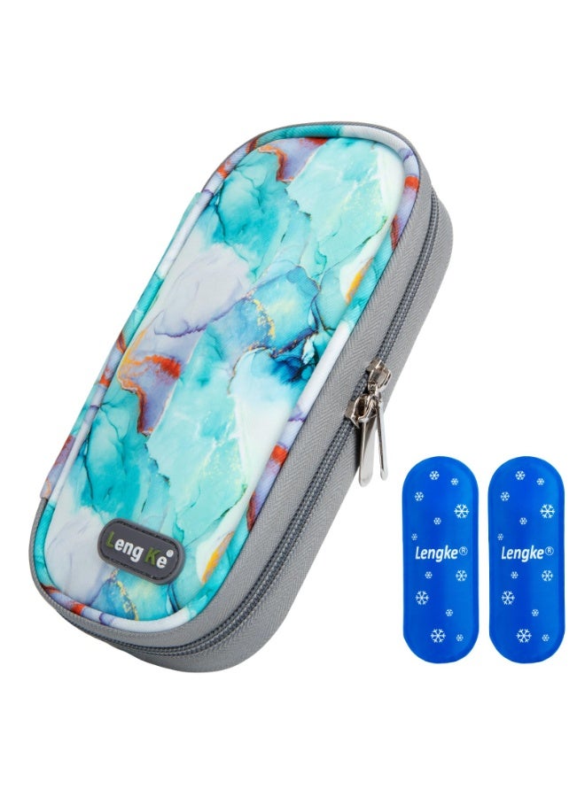 SOLARAE Insulin Cooler Travel Case TSA Approved, Insulin Travel Case for Insulin Pen, Insulin Supplies, Medication Travel Case for Travel Daily Life, Insulin Pen Cooler Travel Case (Marble Green) - Image 1