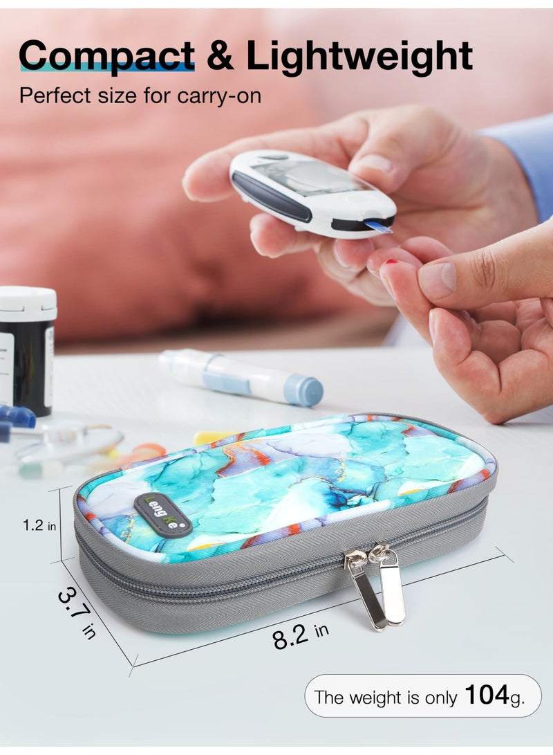 SOLARAE Insulin Cooler Travel Case TSA Approved, Insulin Travel Case for Insulin Pen, Insulin Supplies, Medication Travel Case for Travel Daily Life, Insulin Pen Cooler Travel Case (Marble Green) - Image 3