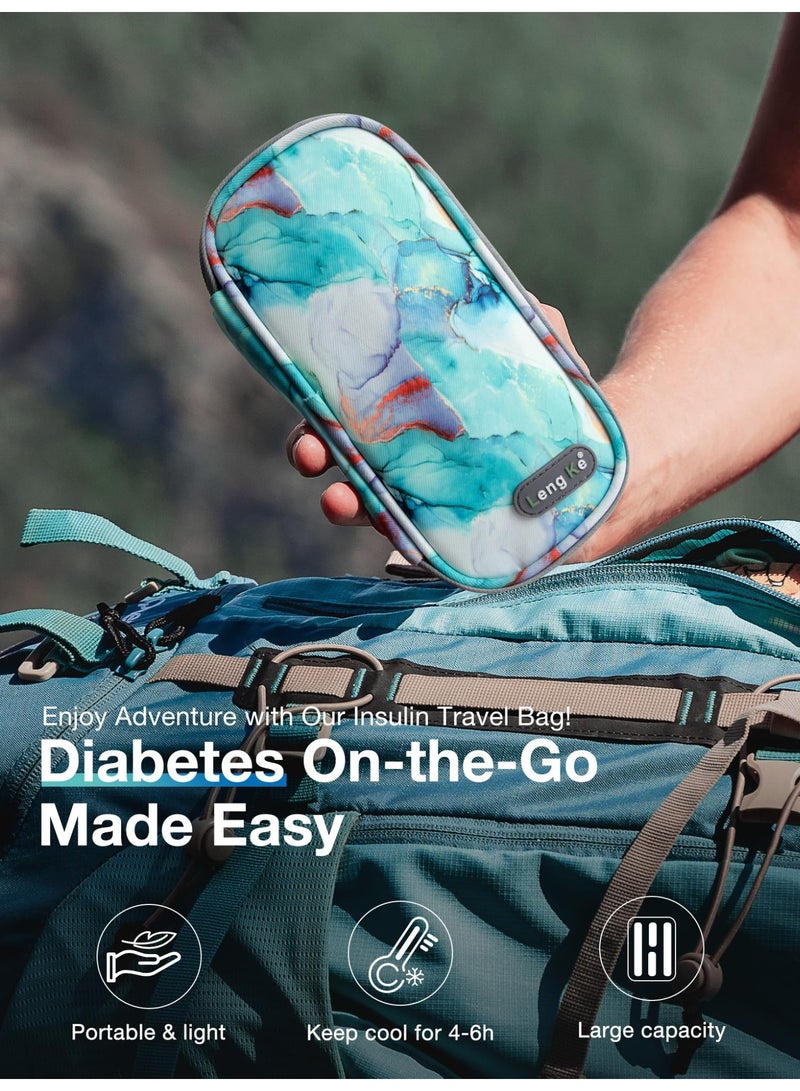 SOLARAE Insulin Cooler Travel Case TSA Approved, Insulin Travel Case for Insulin Pen, Insulin Supplies, Medication Travel Case for Travel Daily Life, Insulin Pen Cooler Travel Case (Marble Green) - Image 2