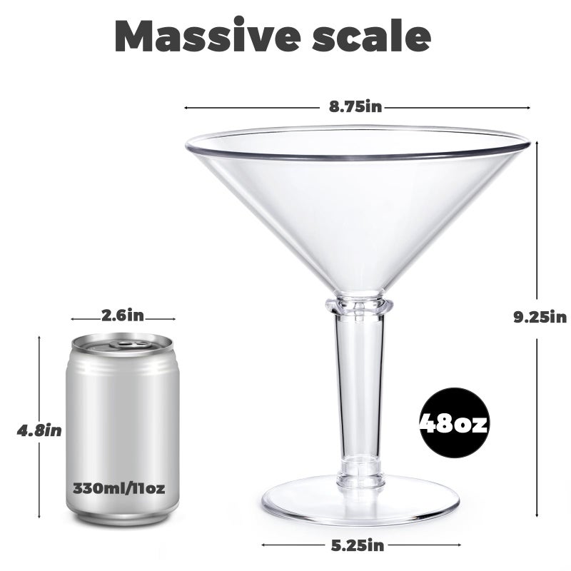 SAIAOKJ 48oz Giant Martini Glass Plastic Large Martini Glasses For Centerpieces Perfect For Martini Party Decorations Gifts & A Tini Bit Older Birthday(1pcs) - Image 2