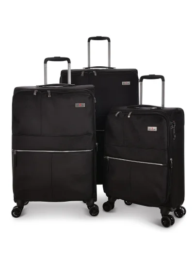 Echolac Echolac Relaxation Fabric Trolley 3Pc Set CT714A/3P Black