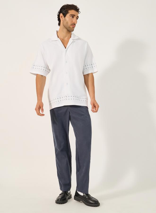 Styli Textured Relaxed Fit Resort Collar Shirt  - Image 2