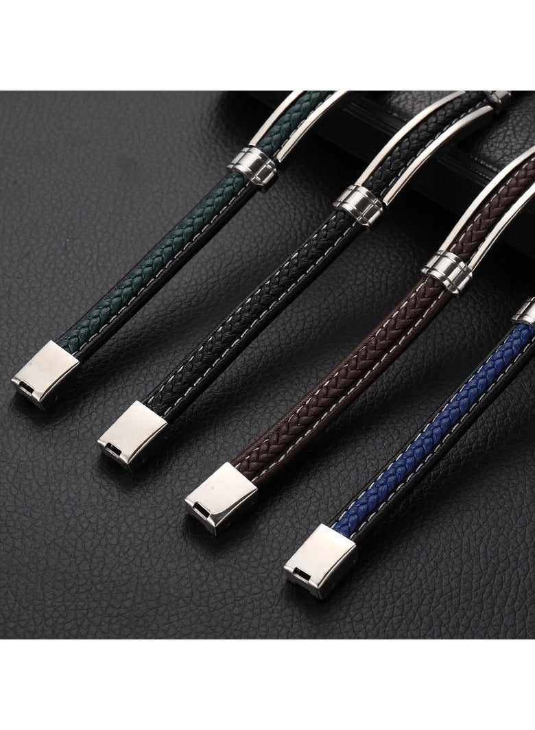 Mark Fairwhale New Trendy Men's Leather Bracelet Multi-Layer Leather Bracelet Titanium Steel Accessory  - Image 3