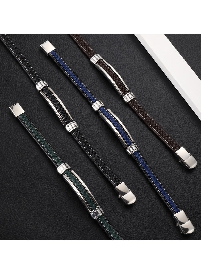 Mark Fairwhale New Trendy Men's Leather Bracelet Multi-Layer Leather Bracelet Titanium Steel Accessory  - Image 5