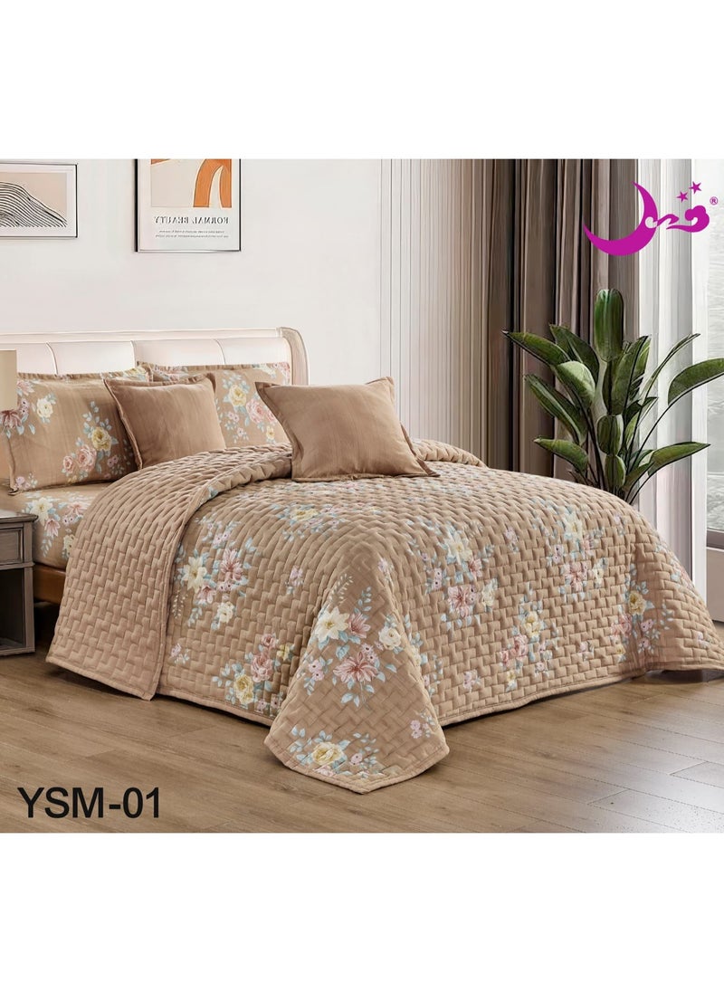 Moon - Summer printed one and a half person quilt set, excellent compressed filling, fixed, consisting of 4 pieces / 220*170 - Image 1