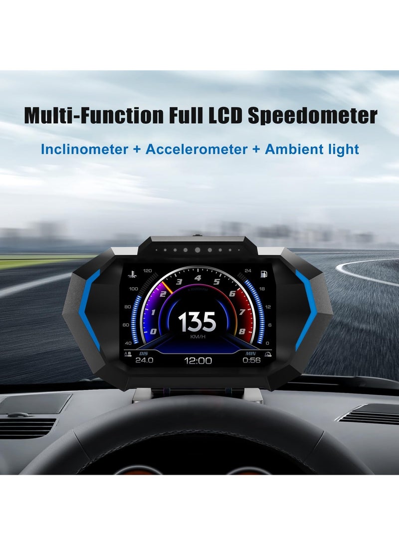 HUD Heads Up Display for Car, OBD+GPS Multi-Data Monitor Digital Speedometer, Overspeed Alarm, RPM, Water Temperature, Turbo Pressure Smart Gauge for Most Vehicles After 2008 — Supports Arabic Language - Image 2