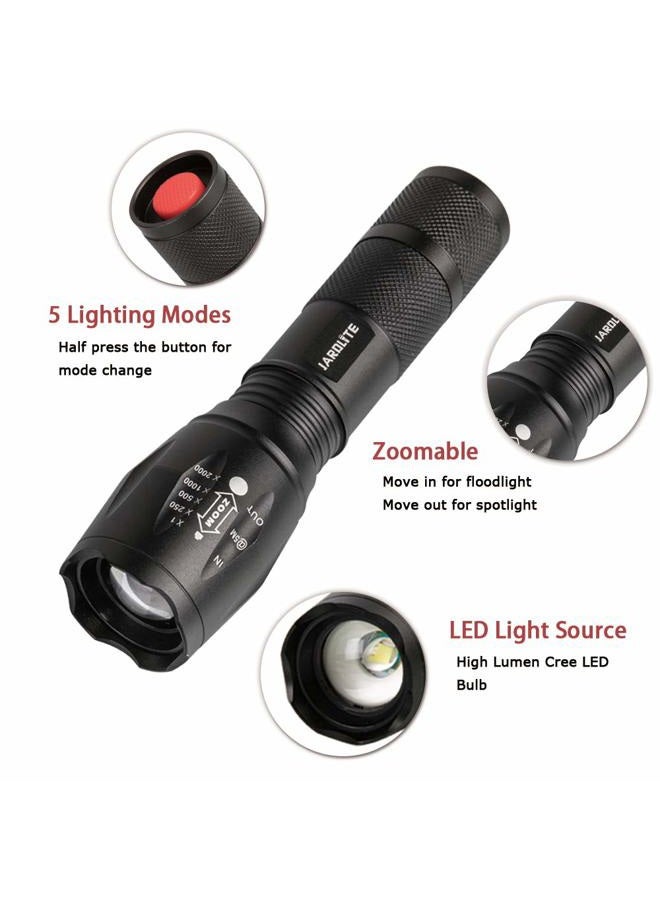 JARDLITE 8 Pack LED Emergency Handheld Flashlight, Adjustable Focus, Water Resistant with 5 Modes, Best Tactical Torch for Hurricane, Camping, Dog Walking - Image 4