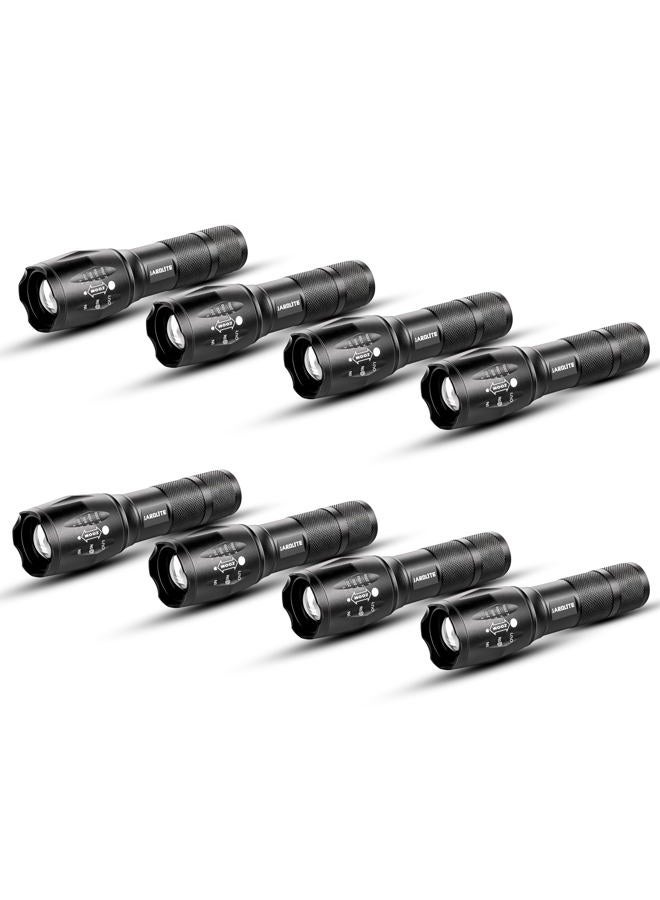 JARDLITE 8 Pack LED Emergency Handheld Flashlight, Adjustable Focus, Water Resistant with 5 Modes, Best Tactical Torch for Hurricane, Camping, Dog Walking - Image 1
