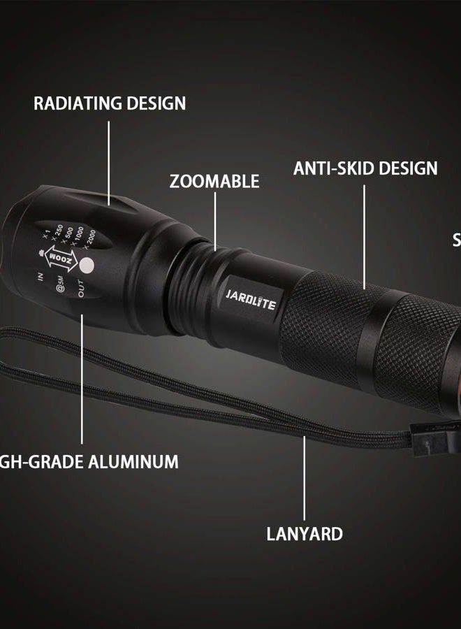 JARDLITE 8 Pack LED Emergency Handheld Flashlight, Adjustable Focus, Water Resistant with 5 Modes, Best Tactical Torch for Hurricane, Camping, Dog Walking - Image 2