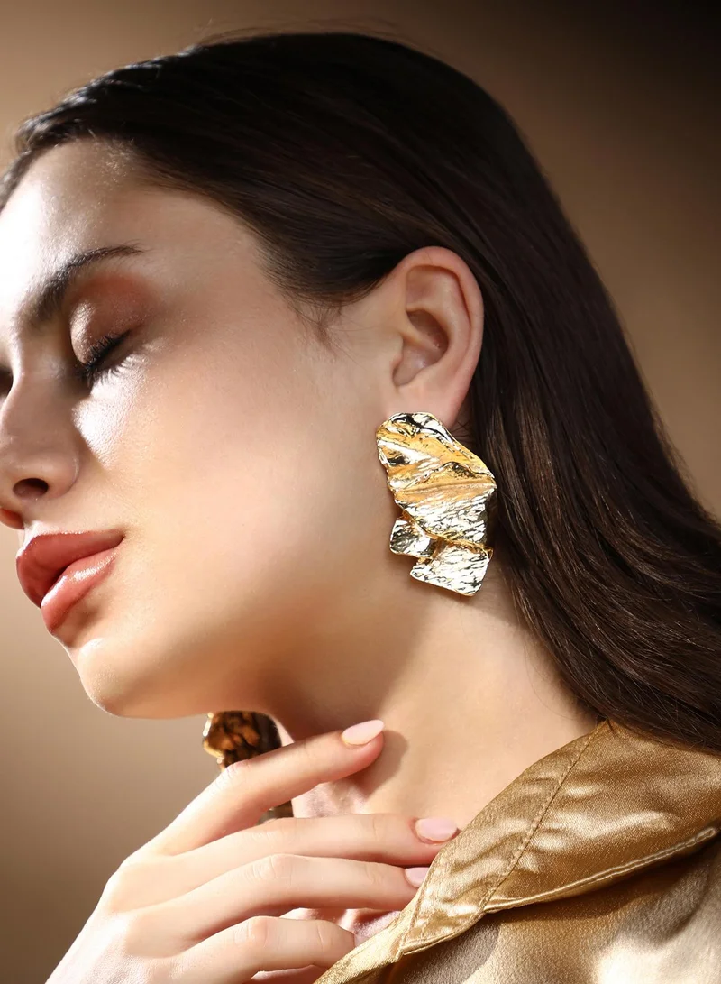 Sohi  Abstract Crinkled Stud Earrings for Women | Best Price UAE