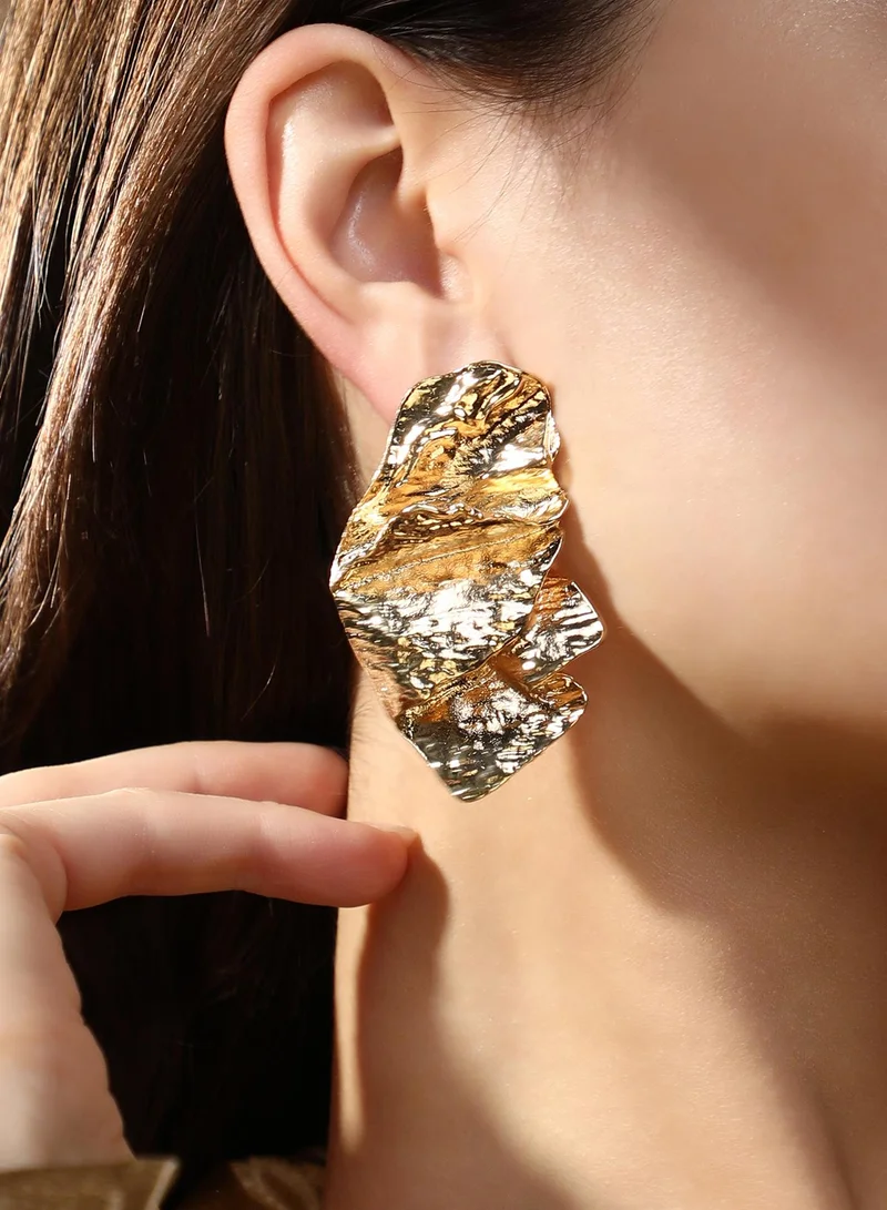 Sohi  Abstract Crinkled Stud Earrings for Women | Best Price UAE