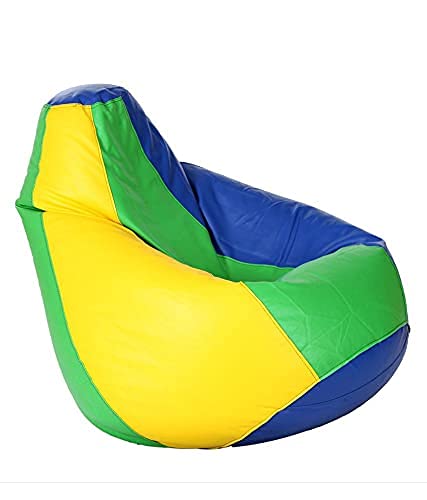 Generic LEXAVI Brand XXXL Combo Beanbag with Footstool Filled with Beans Green Blue Yellow  - Image 2