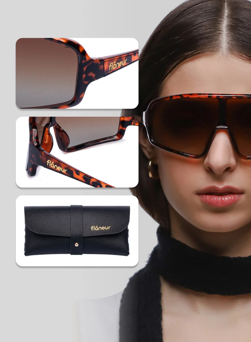 flâneur Stylish Polarized Windproof Sunglasses For Women and Men Tortoiseshell