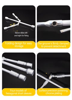 GROIC Multifunction Sliding Wrench Breaker Bar with 11/16 inch, 3/4 inch, 13/16 inch, and 7/8 inch (17, 19, 21, and 23 mm),4 Ports Universal Hexagon Spanner Wrench,Automotive Repair Tools  - Image 4