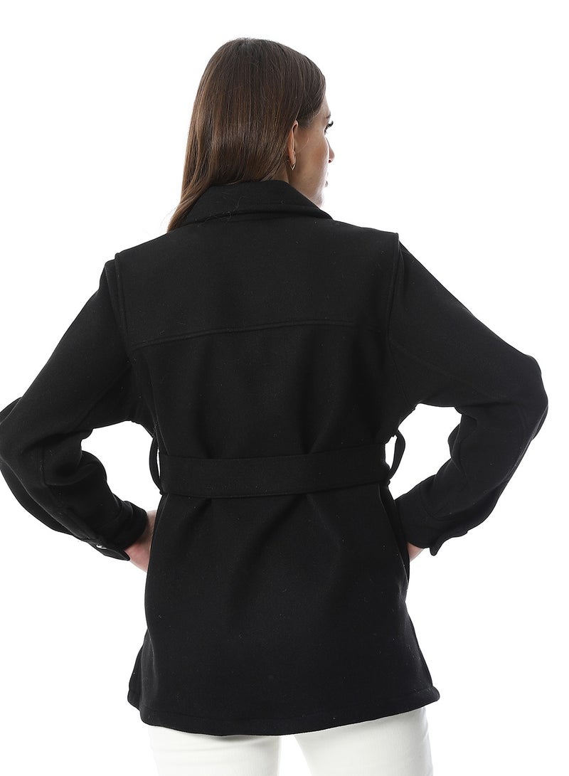 Andora Turn Down Collar Gogh Jacket_Black - Image 3