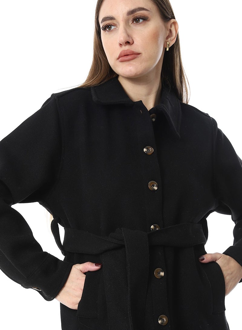 Andora Turn Down Collar Gogh Jacket_Black - Image 5