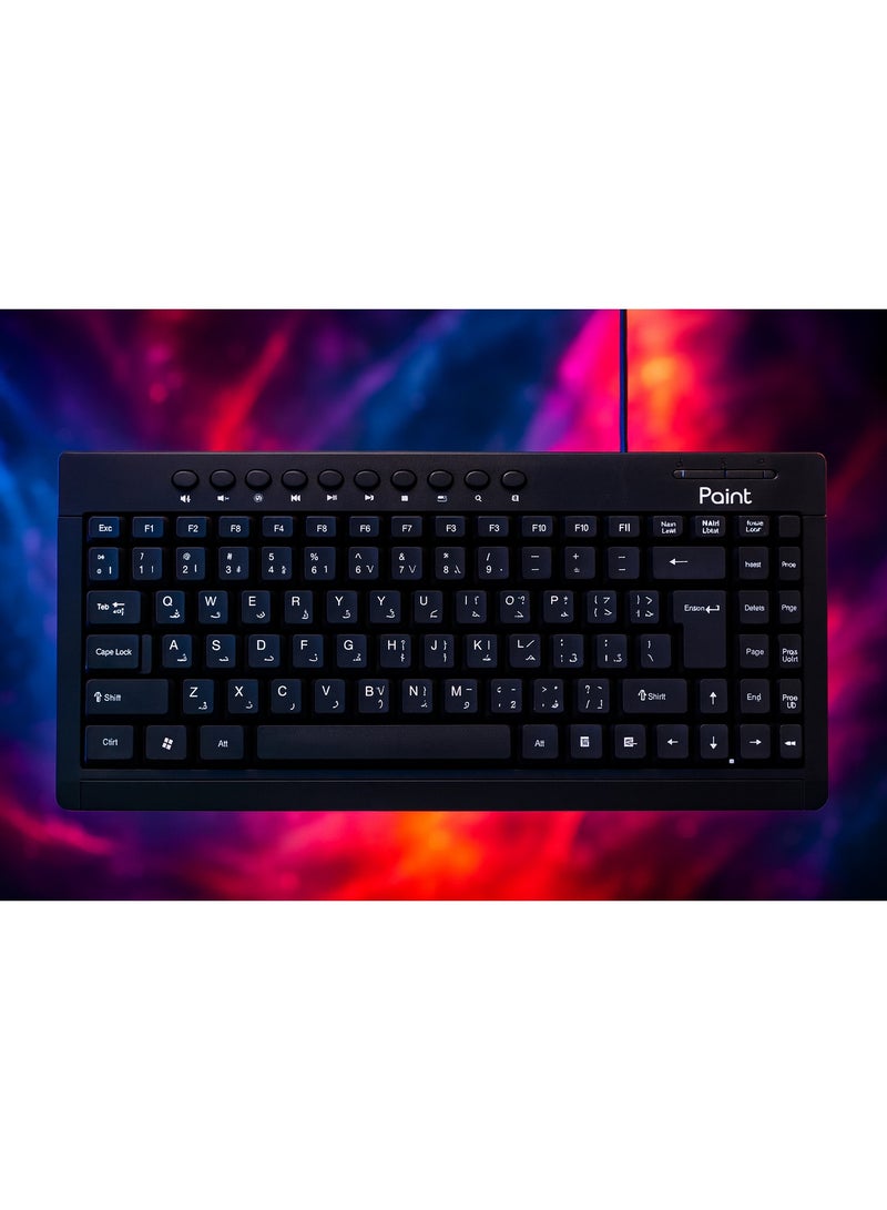 بوينت كيبورد سلكي صغير للمكتب من Point PT-350 – تصميم مدمج ومريح – مفاتيح مطاطية هادئة – توصيل USB سهل وسريع - Image 3