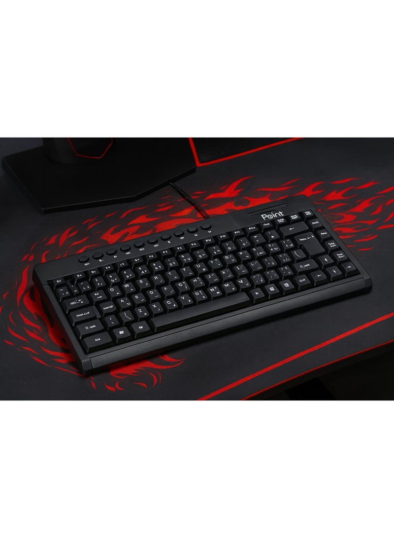 بوينت كيبورد سلكي صغير للمكتب من Point PT-350 – تصميم مدمج ومريح – مفاتيح مطاطية هادئة – توصيل USB سهل وسريع - Image 5