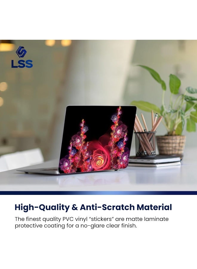 LSS Laptop 17-17.3" Skin Cover with Colorful Floral Pattern for HP Dell Lenovo Apple Asus Acer Compaq - Fits 16.5" 17" 17.3" 18.4" 19" (2 Wrist Pads Free) - Image 4