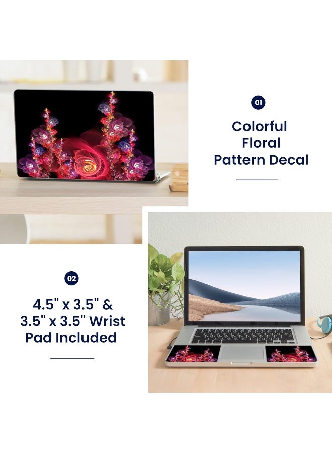 LSS Laptop 17-17.3" Skin Cover with Colorful Floral Pattern for HP Dell Lenovo Apple Asus Acer Compaq - Fits 16.5" 17" 17.3" 18.4" 19" (2 Wrist Pads Free) - Image 2