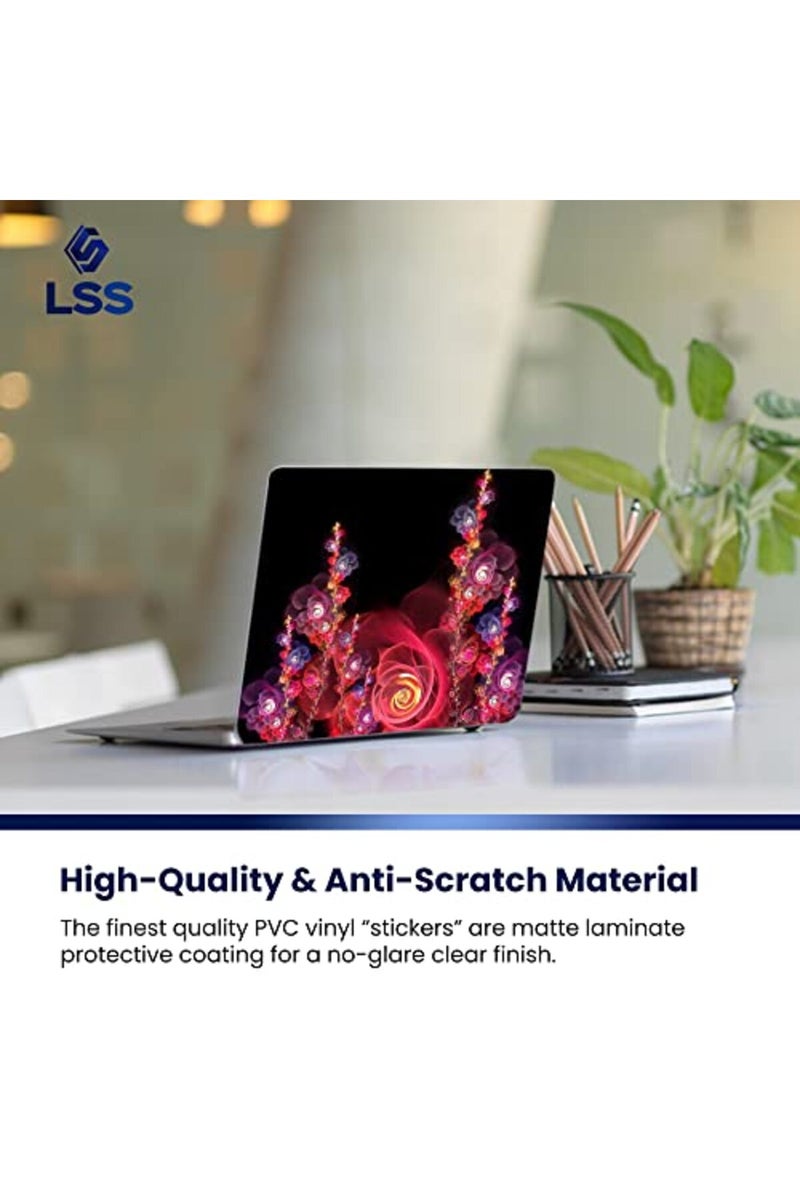 Lss غطاء لابتوب LSS 17-17.3" بنمط زهور ملون لأجهزة HP وDell وLenovo وApple وAsus وAcer وCompaq - يناسب 16.5" و17" و17.3" و18.4" و19" (2 وسادات معصم مجانية) - Image 4