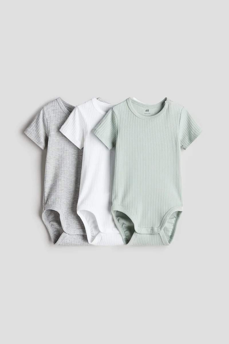 H&M 3-pack ribbed cotton bodysuits