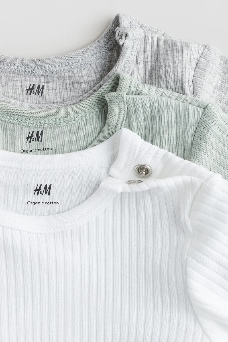 H&M 3-pack ribbed cotton bodysuits