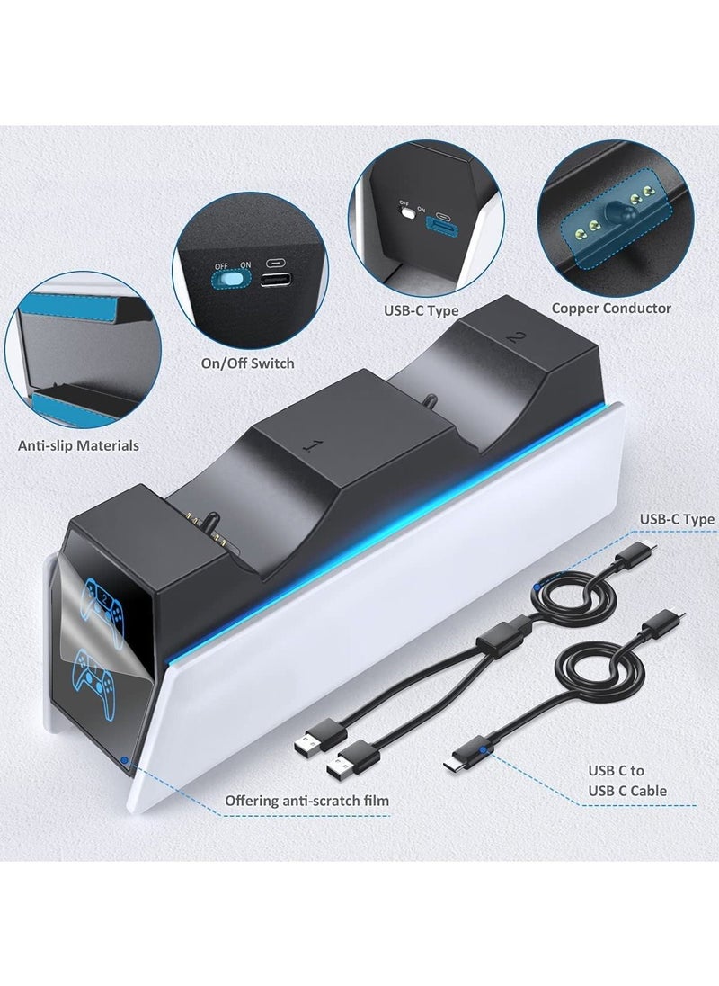 Fast Charging Dock for PS5 Dualsense Controller with 2 Types of Cable and LED indication (PlayStation 5)