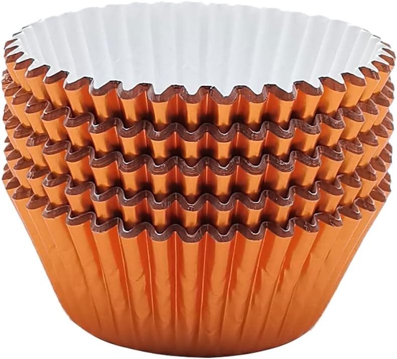 Mombake Standard Orange Foil Cupcake Liners Muffin Baking Cups for Party and More, 100-Count - Image 2