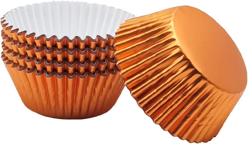 Mombake Standard Orange Foil Cupcake Liners Muffin Baking Cups for Party and More, 100-Count - Image 1