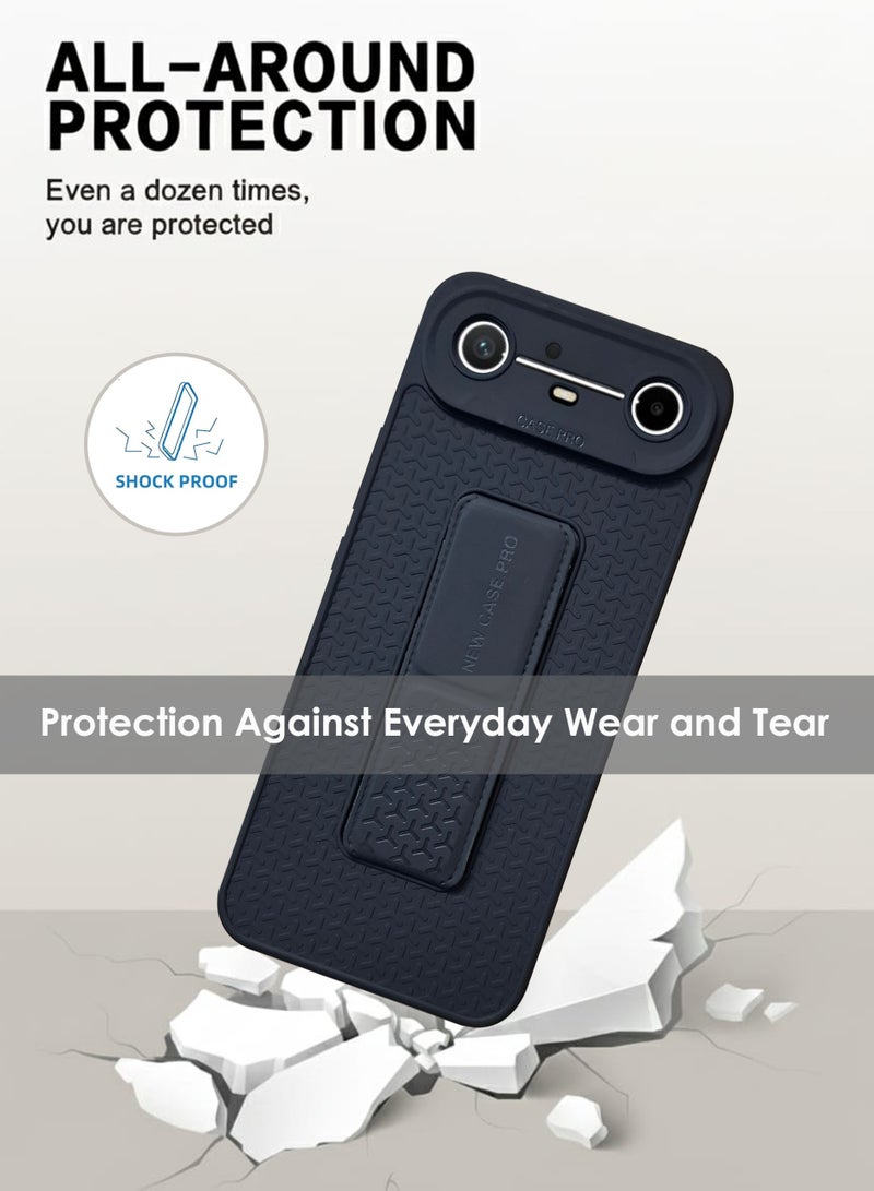 Tecno Pova Slim Hand Grip Case Cover - Magnetic Hand Grip Holder & Kickstand Case For Tecno Pova Slim - Strong Grip for Magnetic Car Holder, Stylish Silicone Case & Functional, Ultimate Convenience & Hands-Free Viewing - Black - Image 3